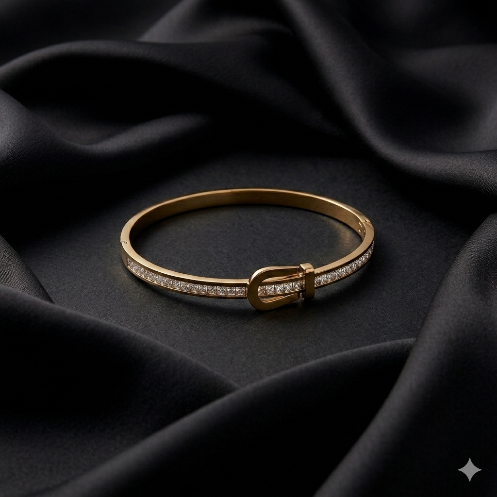 Crystal Buckle Bangle Bracelet
