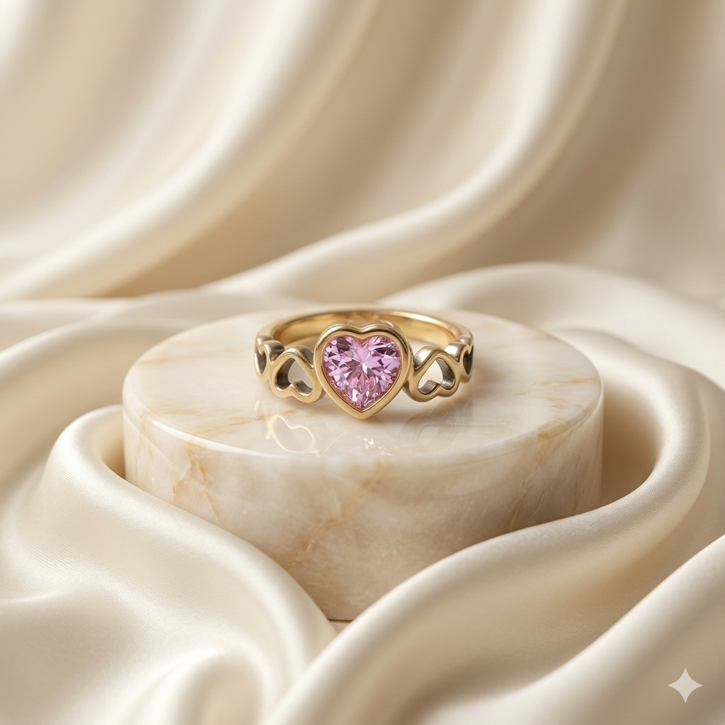 Pink Heart Crystal Ring