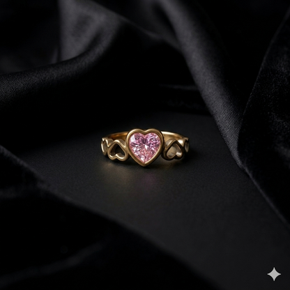 Pink Heart Crystal Ring
