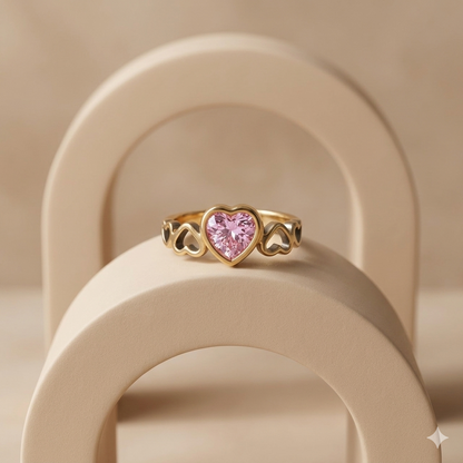 Pink Heart Crystal Ring